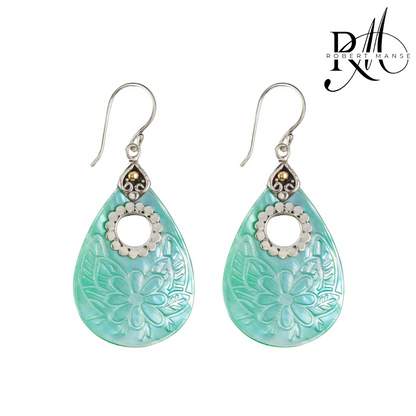 Bali RoManse Open Mother of Pearl Sterling Silver Earrings with 18K Gold Accents