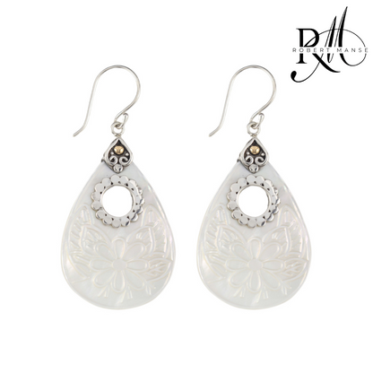Bali RoManse Open Mother of Pearl Sterling Silver Earrings with 18K Gold Accents