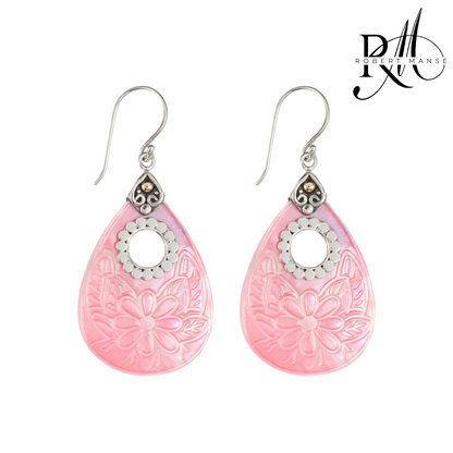 Bali RoManse Open Mother of Pearl Sterling Silver Earrings with 18K Gold Accents