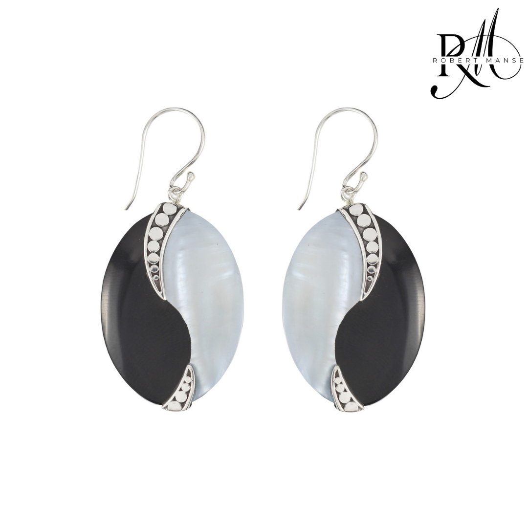 Bali RoManse Oval Shell Sterling Silver Earrings