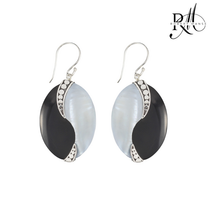 Bali RoManse Oval Shell Sterling Silver Earrings