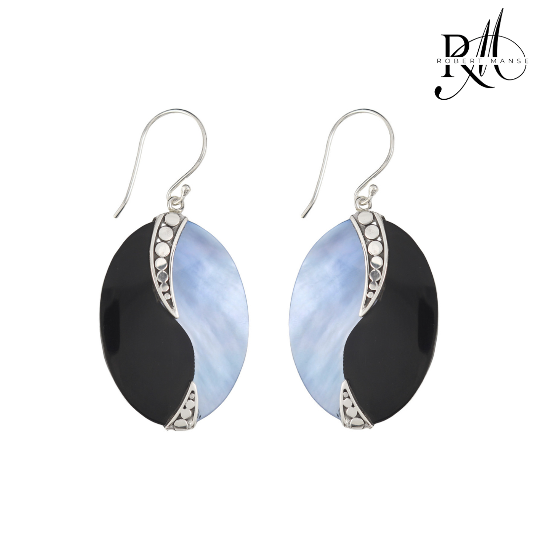 Bali RoManse Oval Shell Sterling Silver Earrings