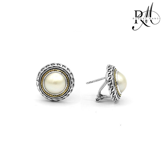Bali RoManse Mabe Pearl Sterling Silver & 18K Gold Omega Back Earrings