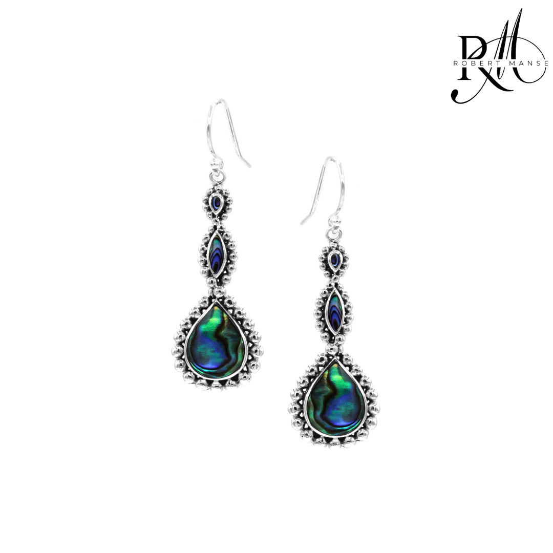 Bali RoManse Abalone Beaded Sterling Silver Earrings