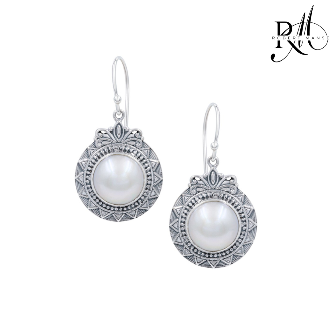 Bali RoManse Mabe Pearl Sunburst Sterling Silver Earrings