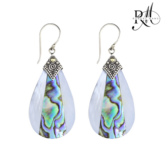 Bali RoManse Abalone & Mother of Pearl Teardrop Earrings