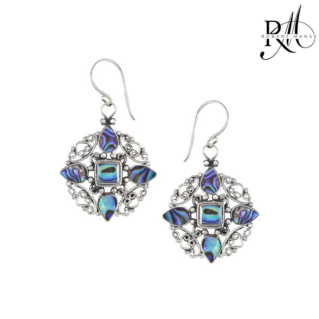 Bali RoManse Abalone Medallion Sterling Silver Earrings