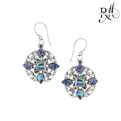 Bali RoManse Abalone Medallion Sterling Silver Earrings