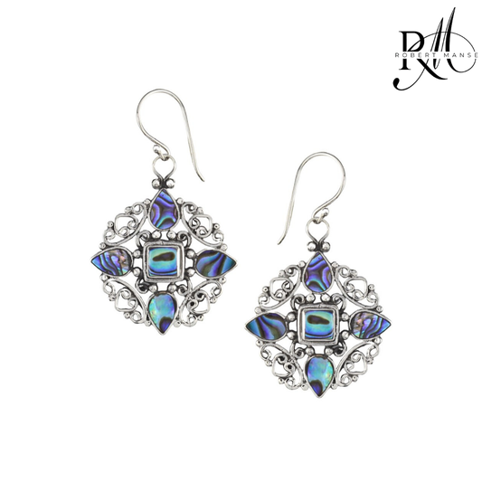 Bali RoManse Abalone Medallion Sterling Silver Earrings
