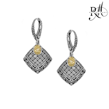 Bali RoManse Basket Weave & Scrollwork Two-Tone Leverback Earrings