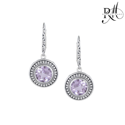 Bali RoManse Kunzite Quartz Beaded Medallion Leverback Earrings