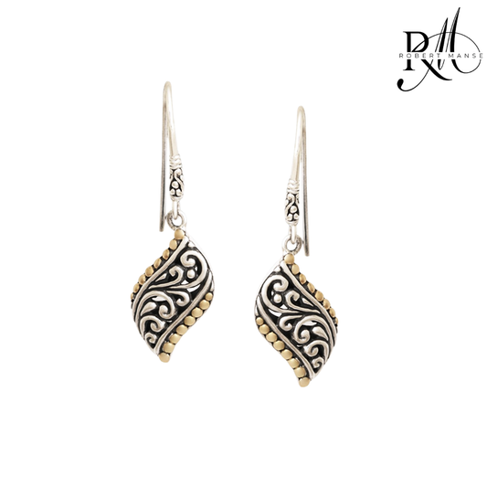 Bali RoManse Scrollwork Waves Two-Tone Sterling Silver Earrings