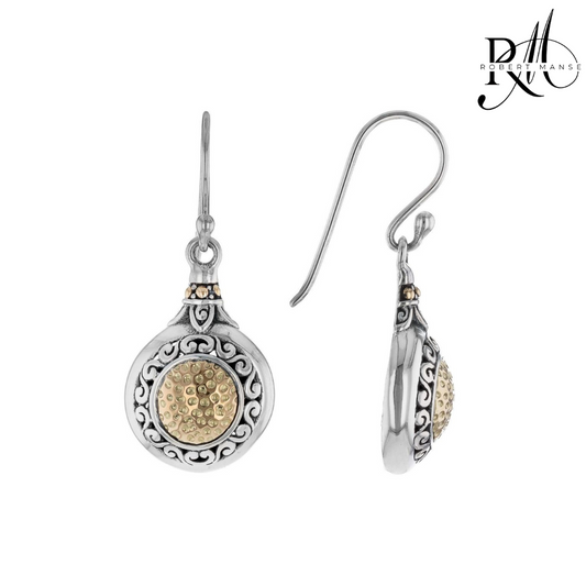 Bali RoManse Two-Tone Scrollwork Hammered Drop Earrings