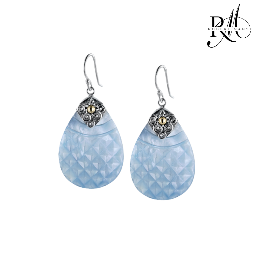 Bali RoManse Hand-Carved Mother of Pearl Pear-Shaped Earrings