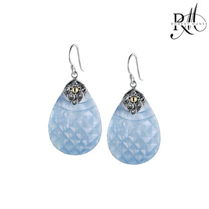 Bali RoManse Hand-Carved Mother of Pearl Pear-Shaped Earrings