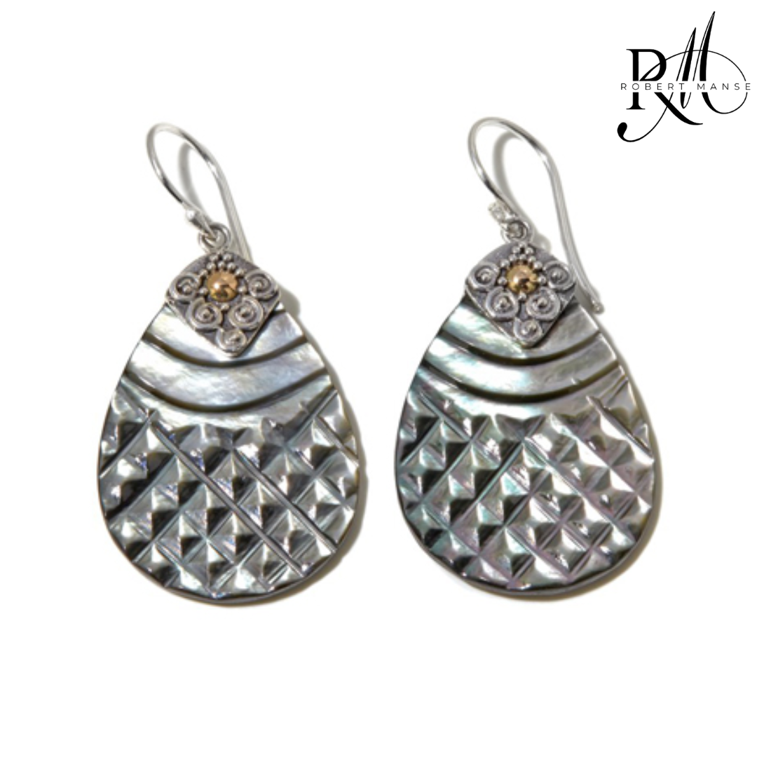 Bali RoManse Hand-Carved Mother of Pearl Pear-Shaped Earrings