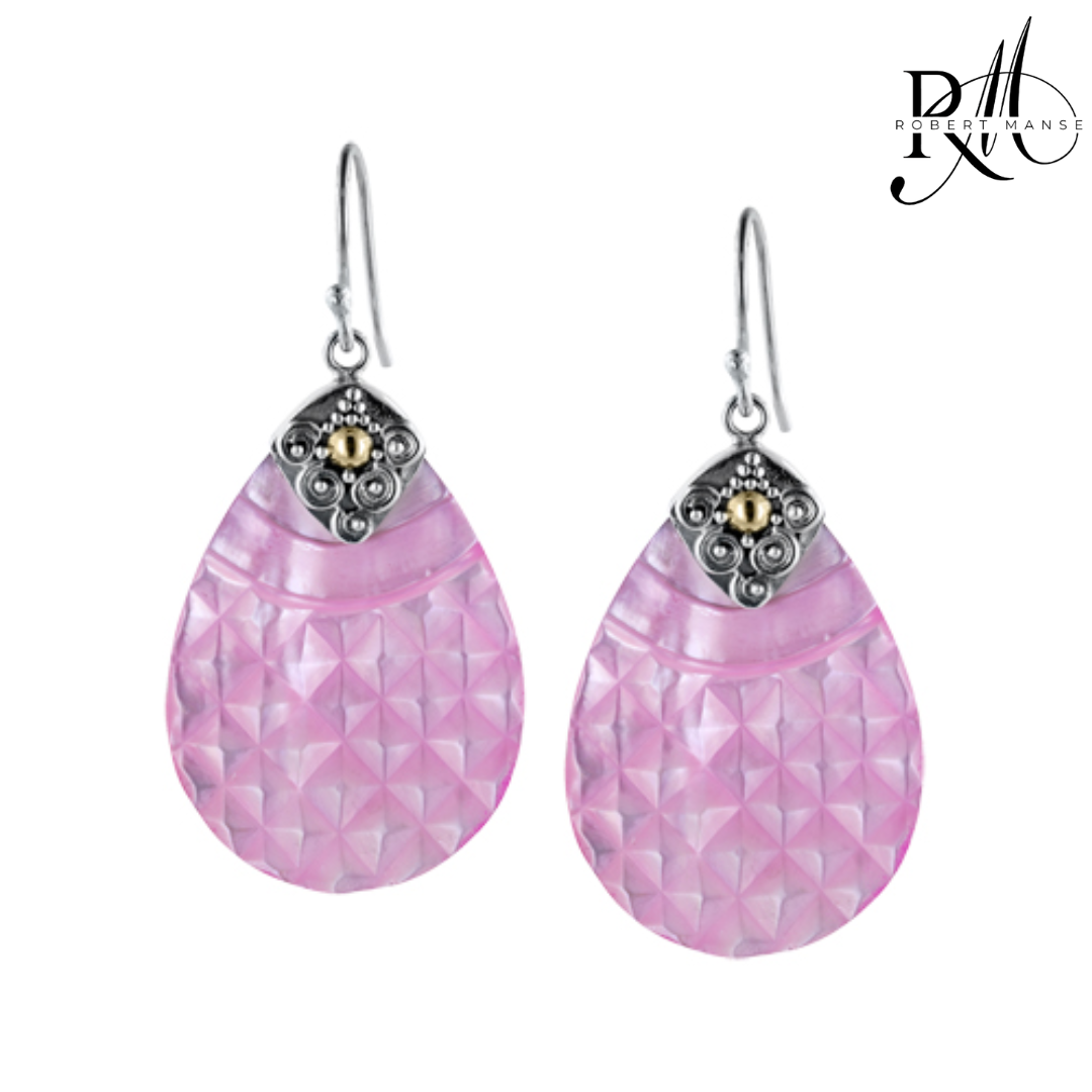 Bali RoManse Hand-Carved Mother of Pearl Pear-Shaped Earrings