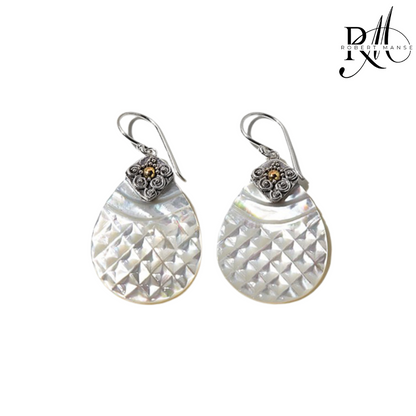 Bali RoManse Hand-Carved Mother of Pearl Pear-Shaped Earrings