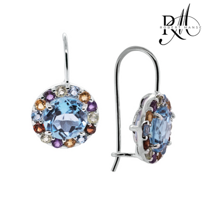 Gem RoManse Sterling Silver Multi-Color Gemstone Drop Earrings