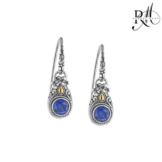Bali RoManse Sapphire Two-Tone Drop Earrings
