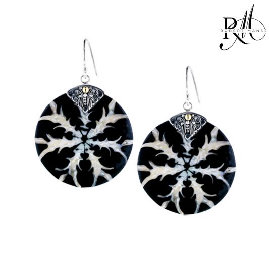Bali RoManse Spider Shell Round Sterling Silver Earrings
