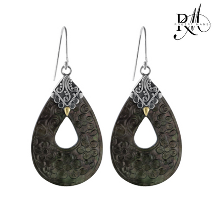 Bali RoManse Carved Mother of Pearl Sterling Silver Earrings