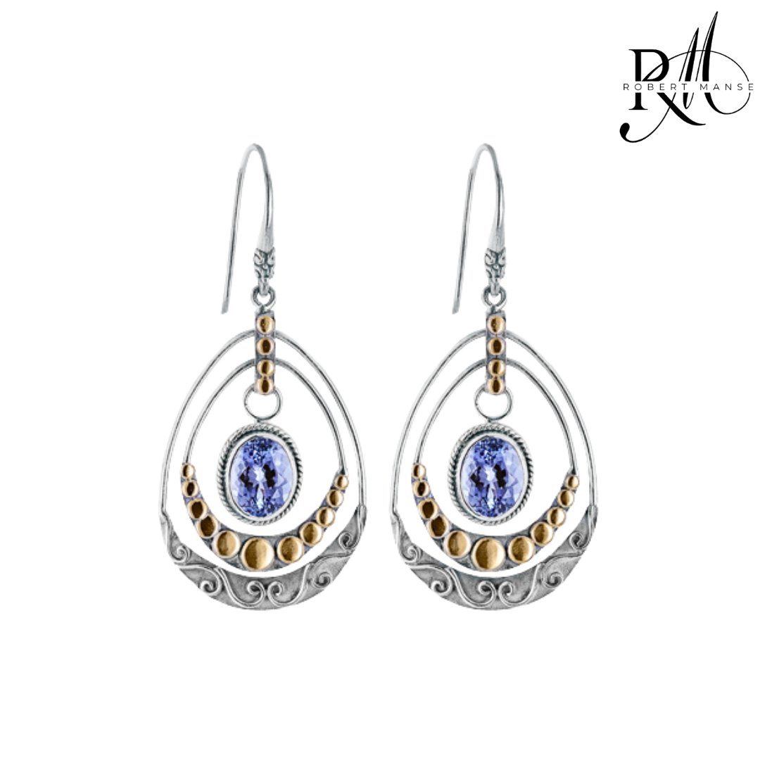 Bali RoManse Tanzanite Sterling Silver & 18k Gold Chandelier Earrings