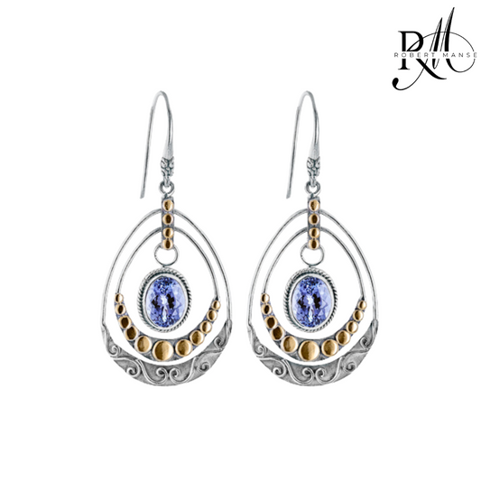 Bali RoManse Tanzanite Sterling Silver & 18k Gold Chandelier Earrings