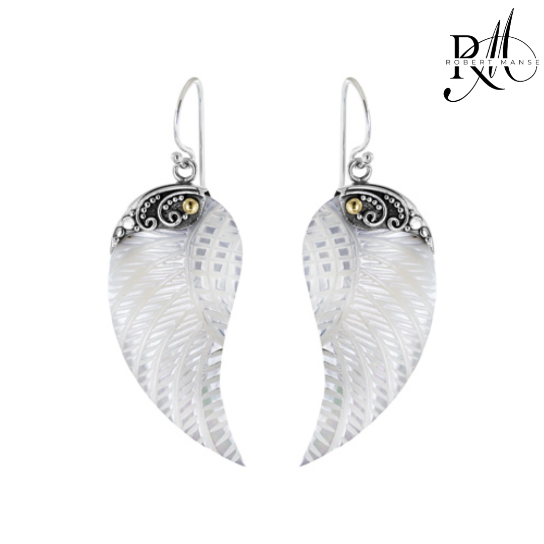 Bali RoManse Mother of Pearl Angel Wing Sterling Silver Earrings
