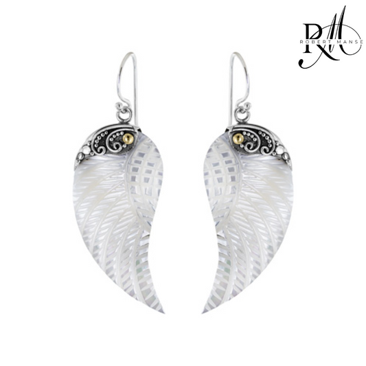 Bali RoManse Mother of Pearl Angel Wing Sterling Silver Earrings