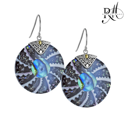 Bali RoManse Abalone & Spider Shell Sterling Silver Earrings