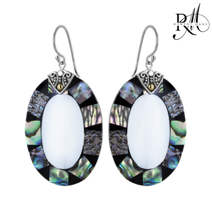Bali RoManse Abalone & Mother of Pearl Oval Sterling Silver Earrings