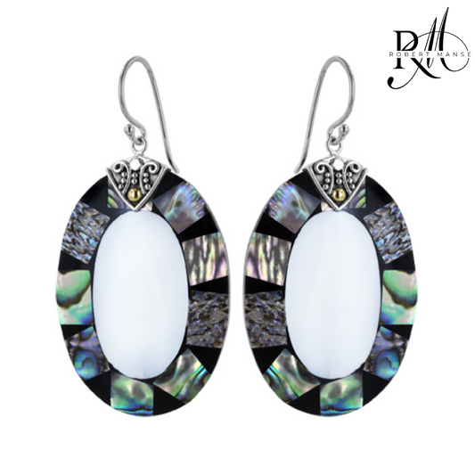 Bali RoManse Abalone & Mother of Pearl Oval Sterling Silver Earrings