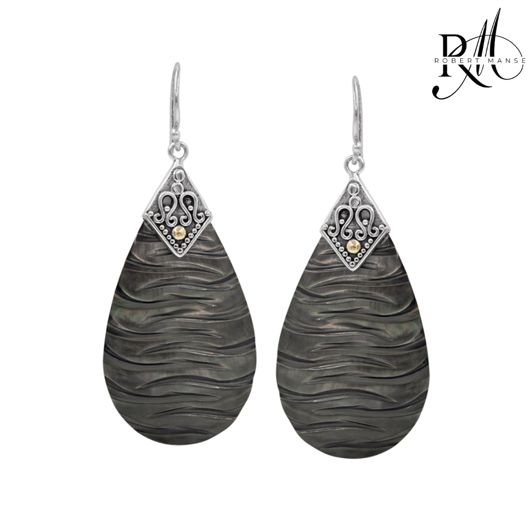 Bali RoManse Hand-Carved Mother of Pearl Sterling Silver Earrings