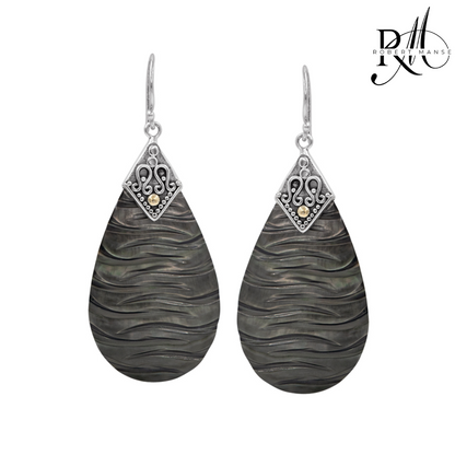 Bali RoManse Hand-Carved Mother of Pearl Sterling Silver Earrings