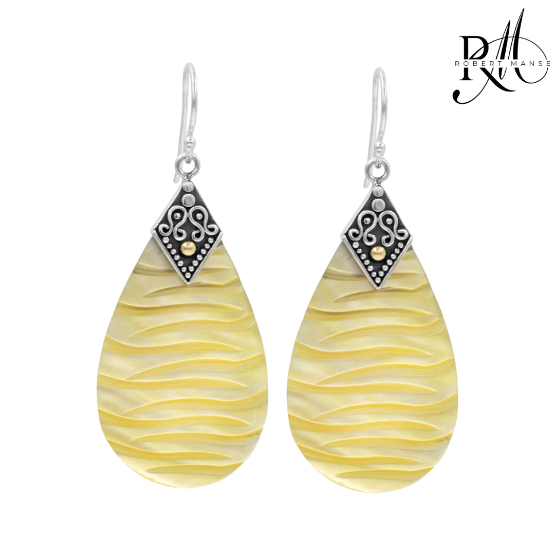 Bali RoManse Hand-Carved Mother of Pearl Sterling Silver Earrings