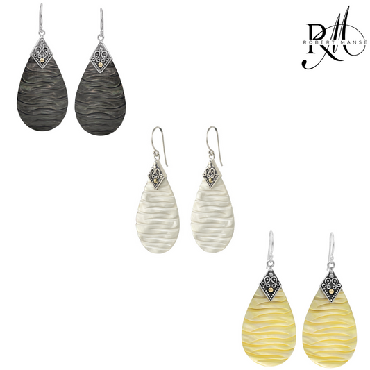 Bali RoManse Hand-Carved Mother of Pearl Sterling Silver Earrings