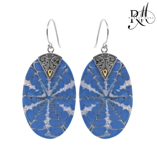 Bali RoManse Blue Spider Shell Sterling Silver Earrings