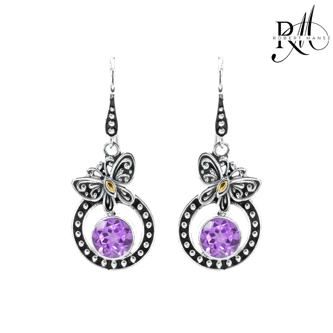 Bali RoManse Butterfly & Gemstone Sterling Silver Earrings