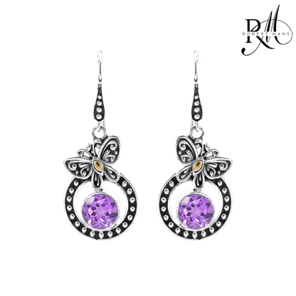 Bali RoManse Butterfly & Gemstone Sterling Silver Earrings