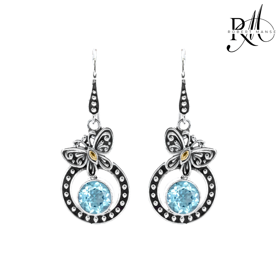 Bali RoManse Butterfly & Gemstone Sterling Silver Earrings