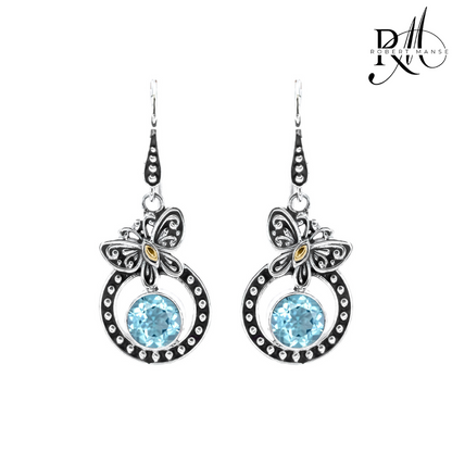 Bali RoManse Butterfly & Gemstone Sterling Silver Earrings