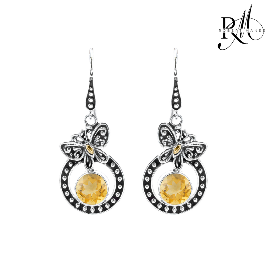 Bali RoManse Butterfly & Gemstone Sterling Silver Earrings