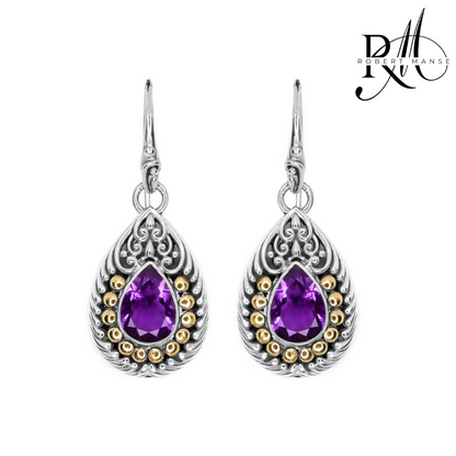 Bali RoManse Amethyst Sterling Silver & 18k Gold Earrings