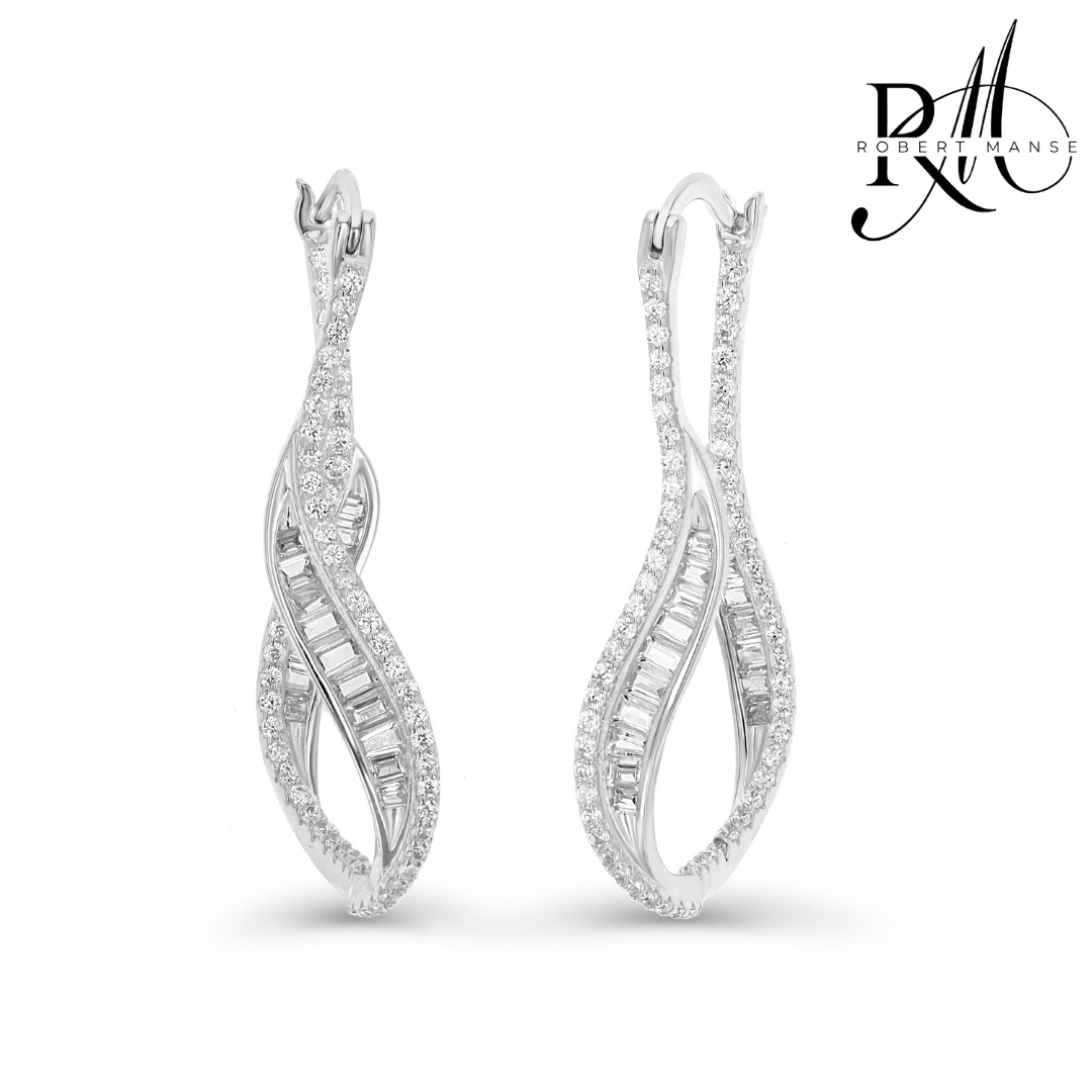 CZ RoManse Wavy Elongated Hoop Earrings