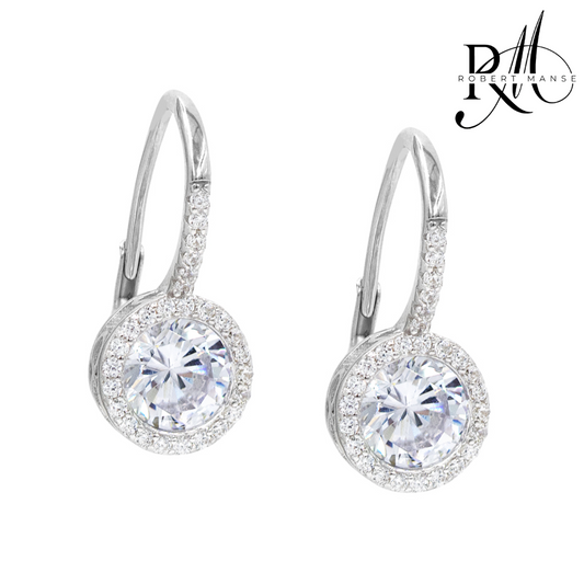 CZ RoManse Drop Sterling Silver Leverback Earrings