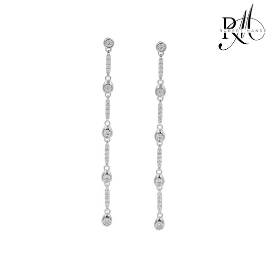 CZ RoManse Shoulder Duster Sterling Silver Earrings