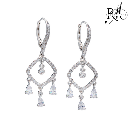 CZ RoManse Chandelier Rhodium-Plated Sterling Silver Earrings