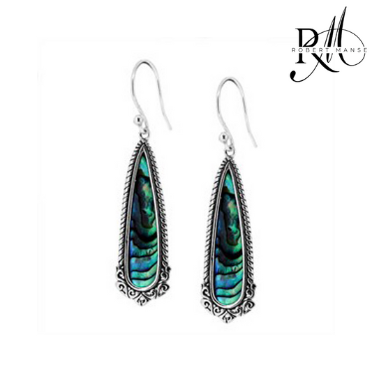 Bali RoManse Sterling Silver & Shell Elongated Dangle Earrings