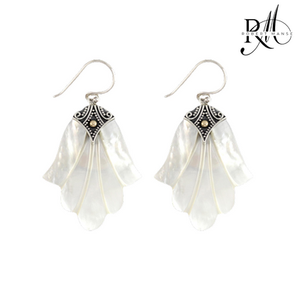 Bali RoManse Mother of Pearl Hamsa Sterling Silver Earrings
